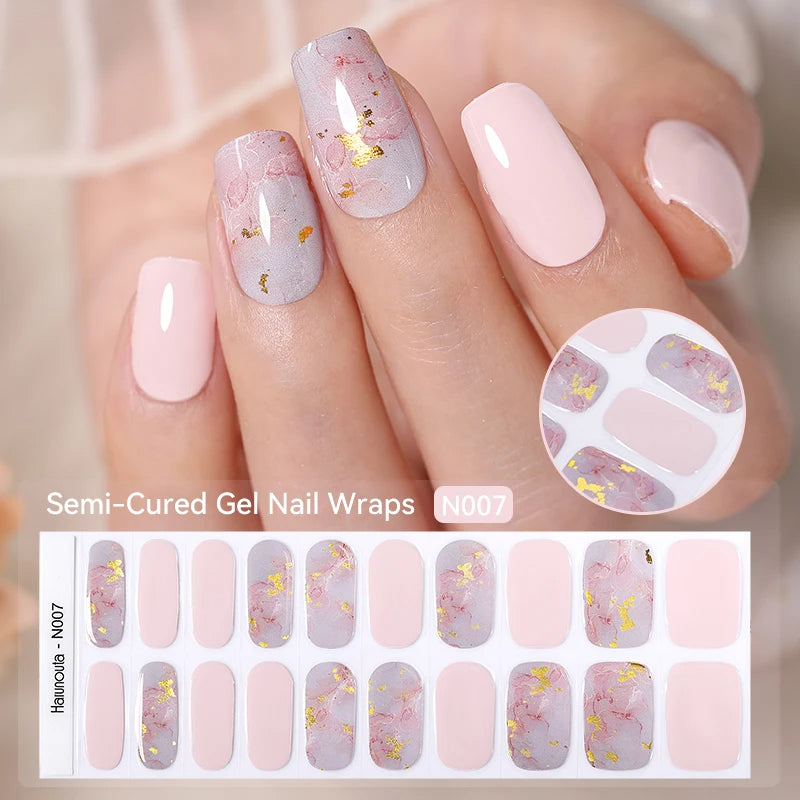 20 Tips Gradient French Semi-Cured Gel Nail Sticker