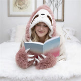 Winter Hooded Flannel Sloth Shaped Blanket