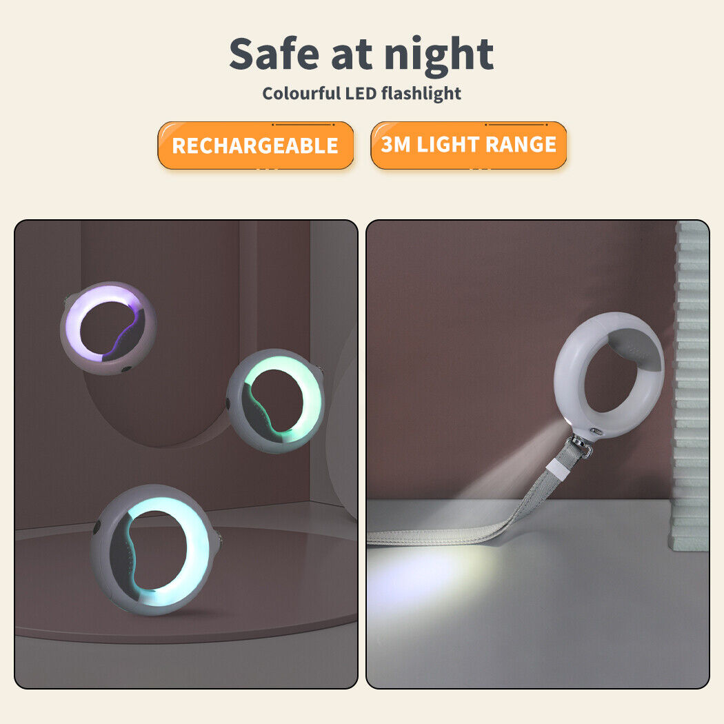 Dog Leash Ring Led with inbuilt poop bags