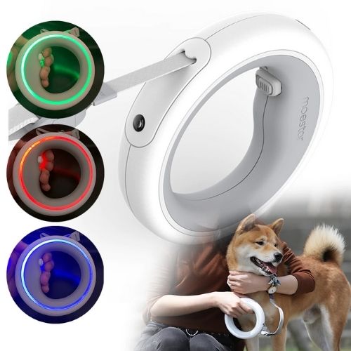 Dog Leash Ring Led with inbuilt poop bags