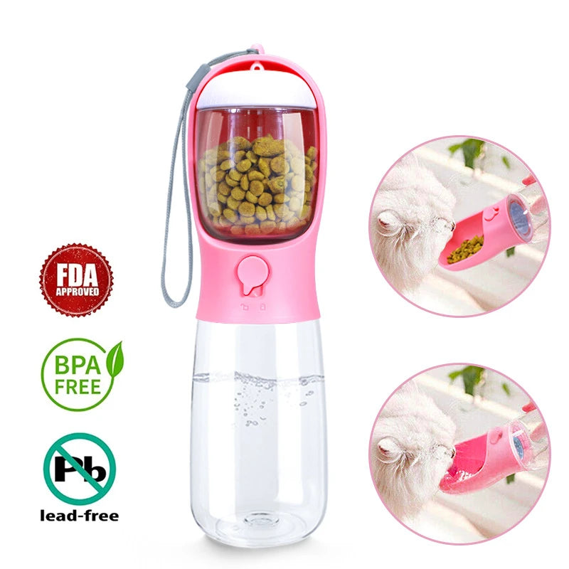 Portable Water Bottle For Dogs with Food Container